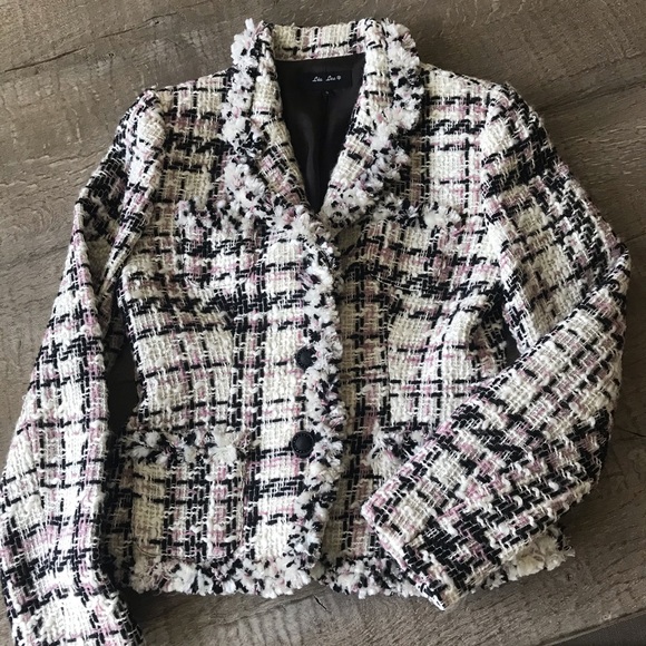 Lia Lee black, pink, and white boucle jacket - Picture 3 of 5